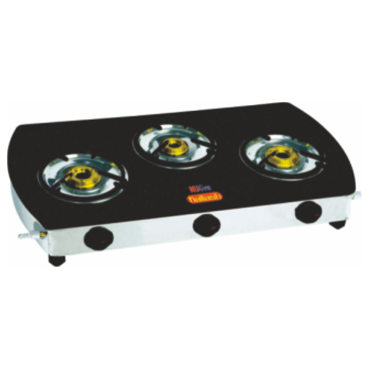 Glass Cooktop 3 Burner SS Body