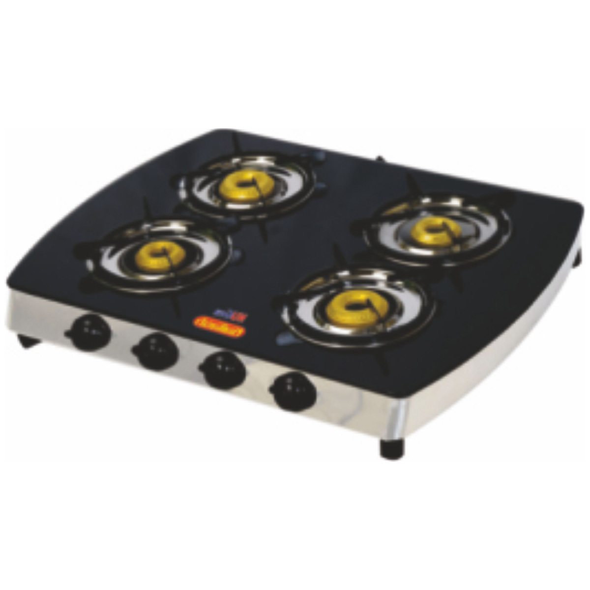 Glass Cooktop 4 Burner SS Body