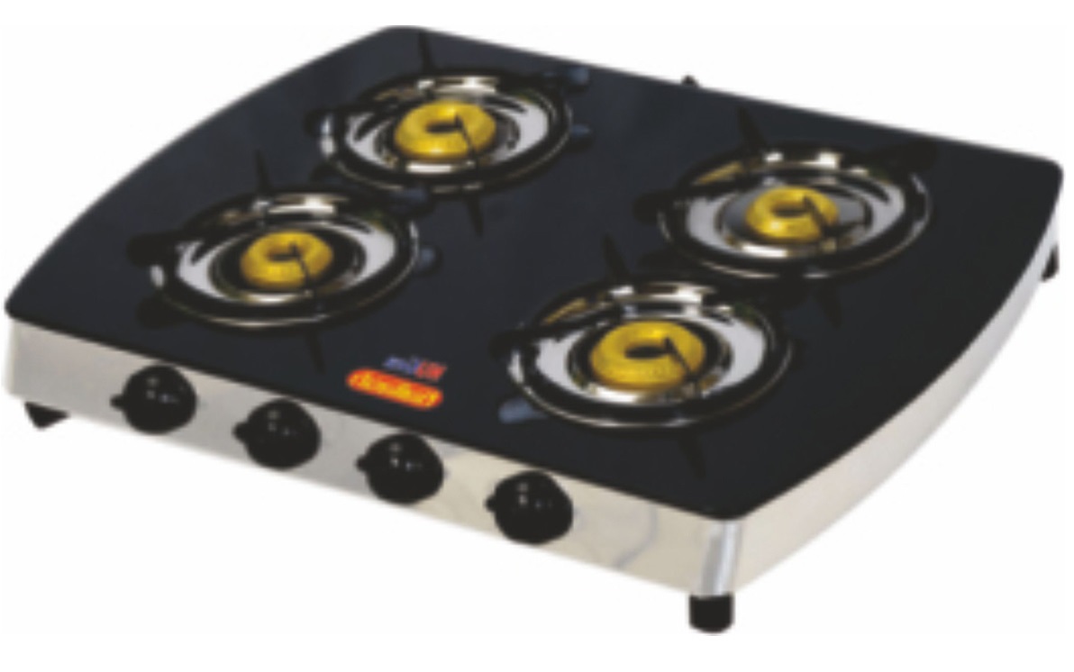 Glass Cooktop 4 Burner SS Body