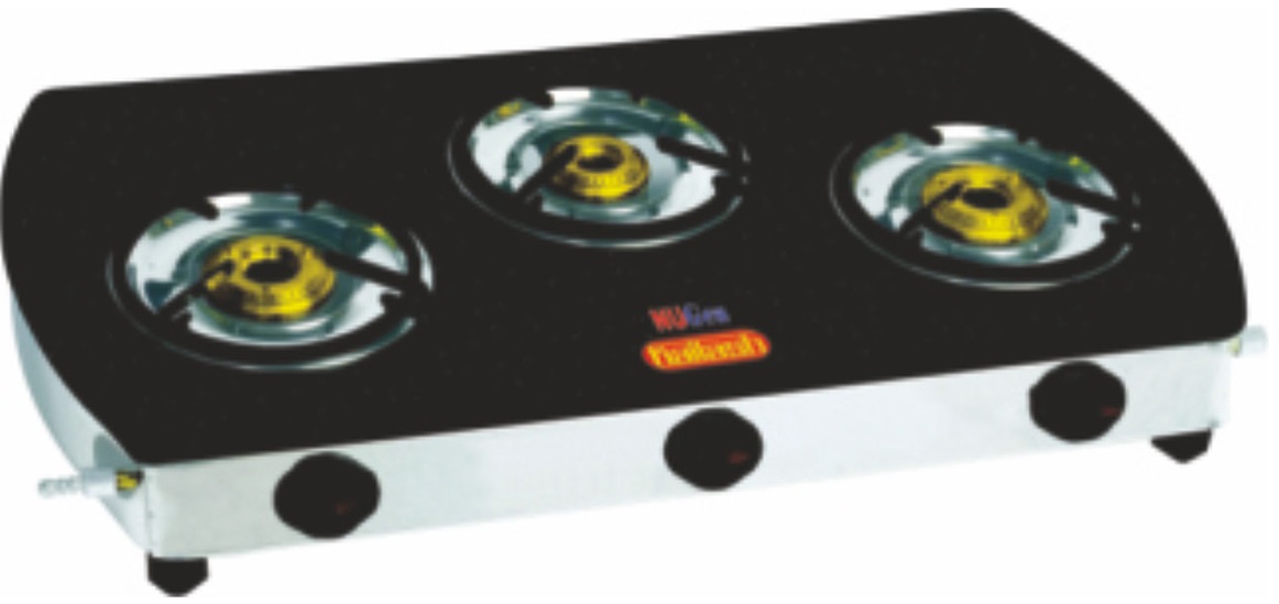 Glass Cooktop 3 Burner SS Body